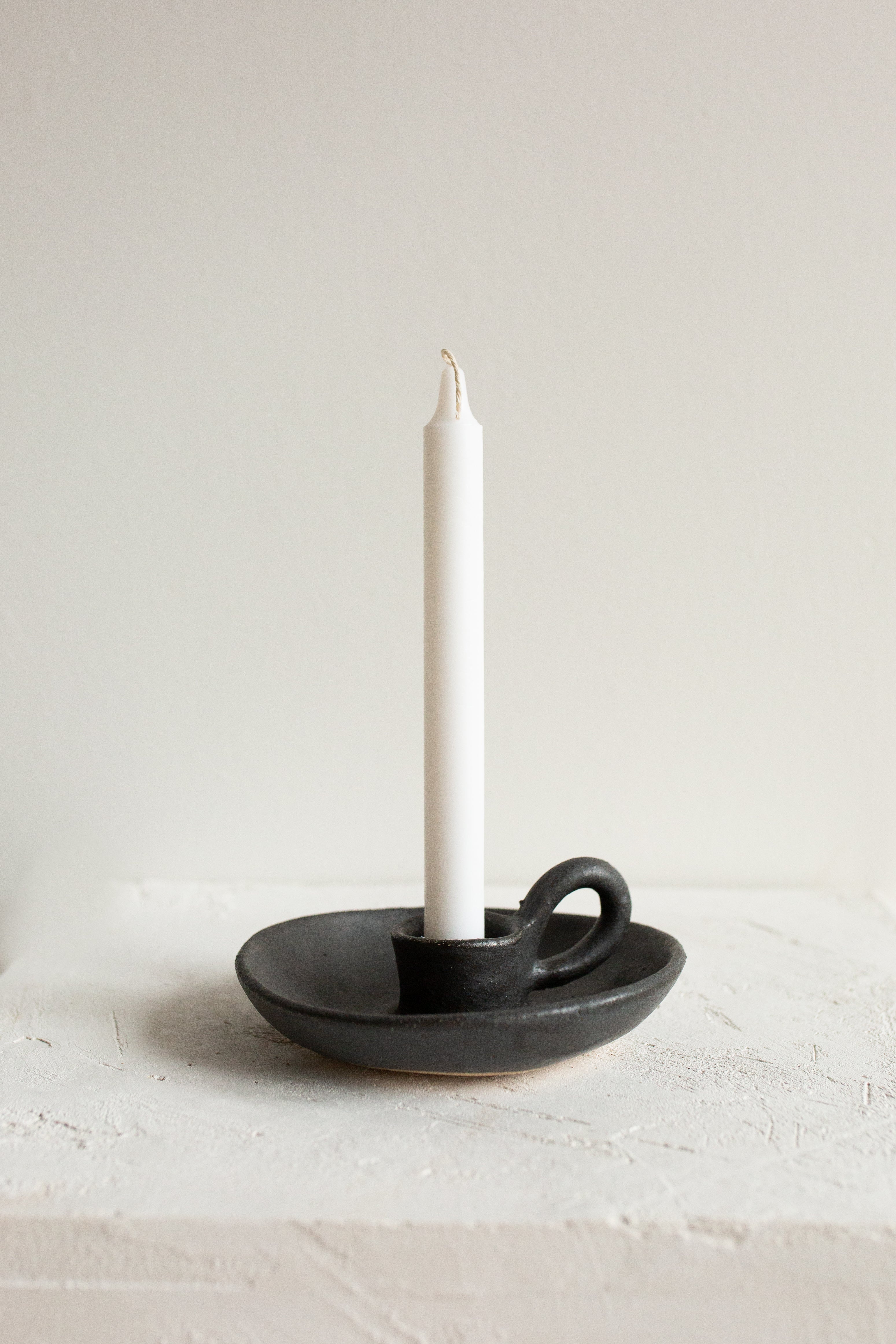 CERAMIC CANDLE HOLDER IN CHARCOAL - 2
