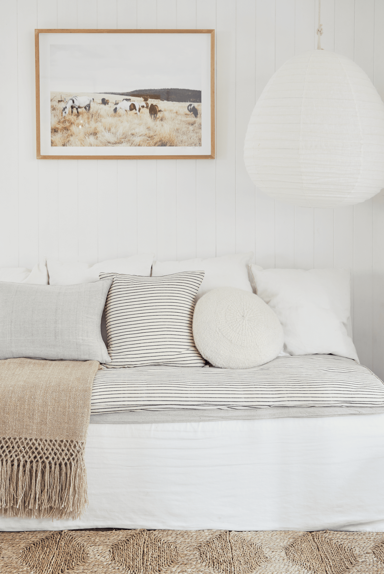 COTTON HANDWOVEN SOFA TOPPER IN STRIPE | Imprint House