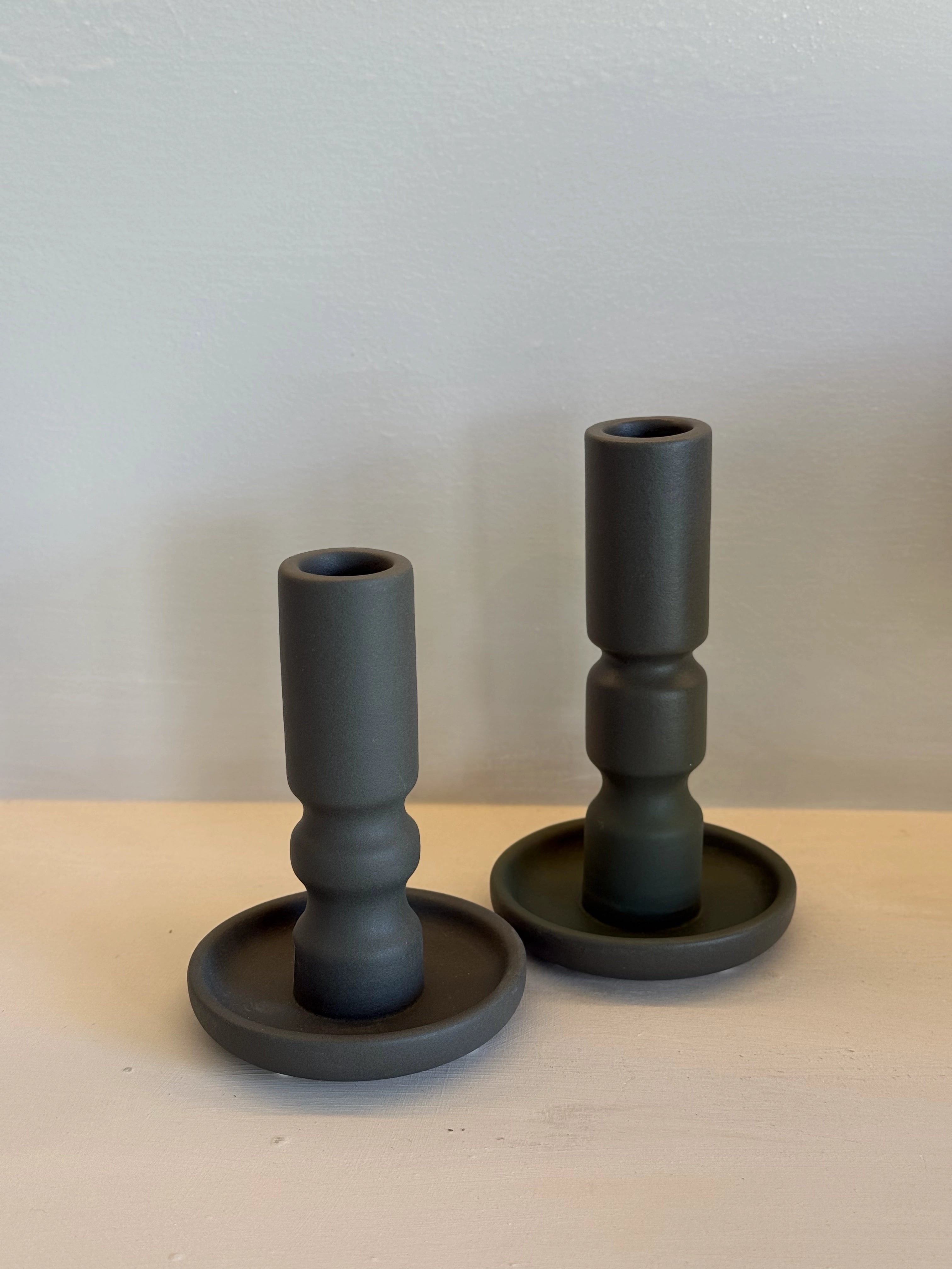 Ceramic Taper Candle Holder - Burnt Olive