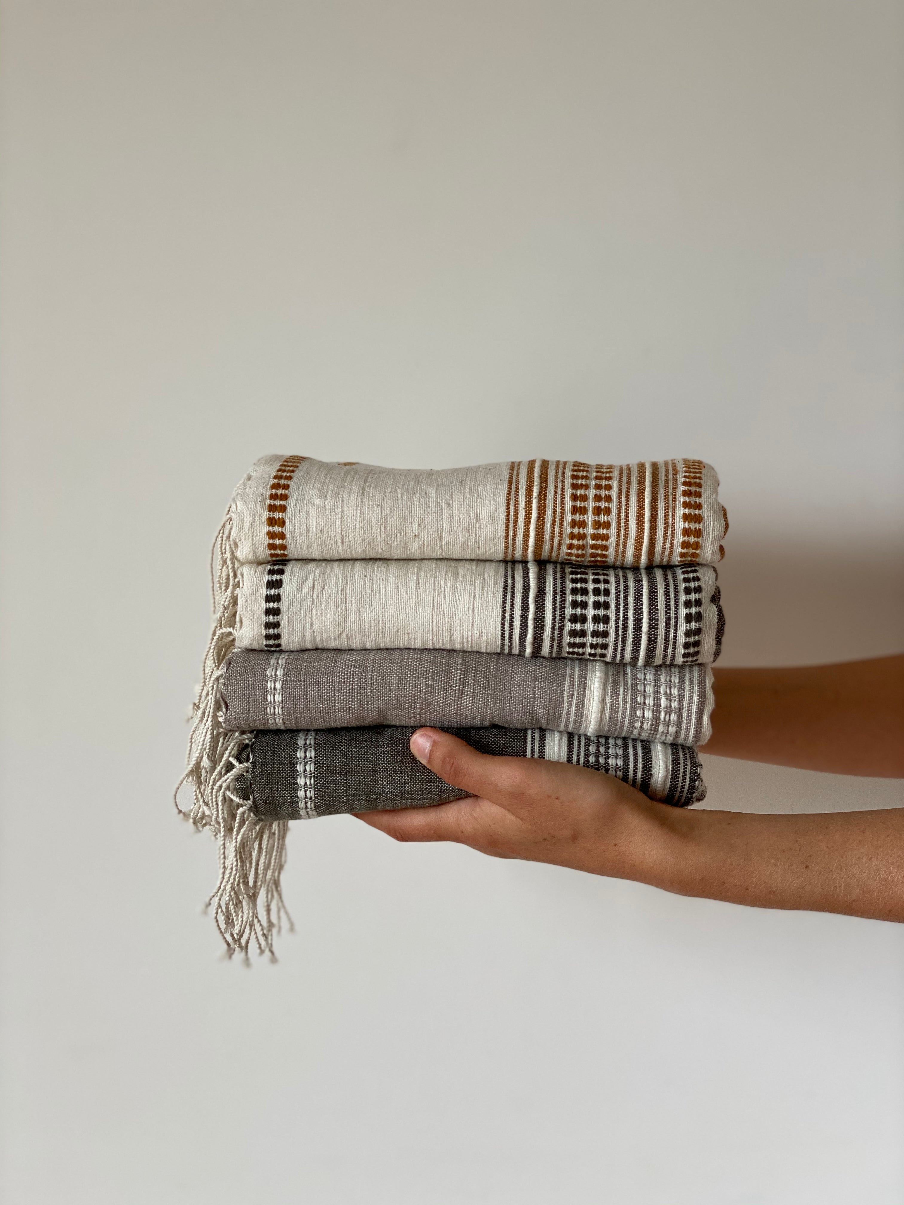 COTTON HANDLOOMED THROW | CLAY & NATURAL | Imprint House