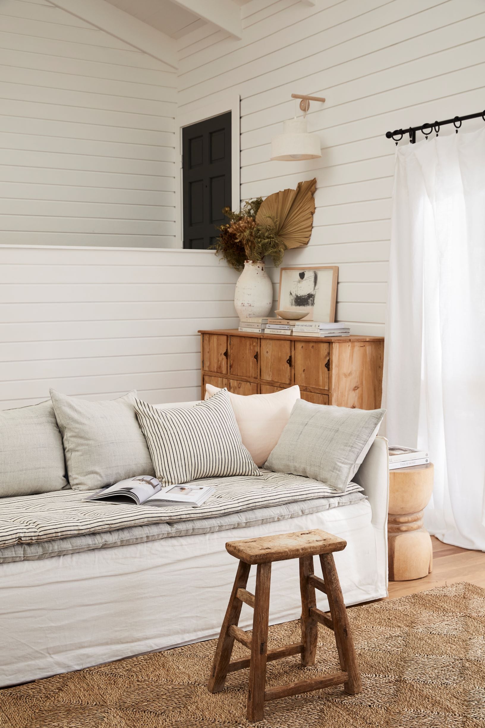COTTON HANDWOVEN SOFA TOPPER IN GREY | Imprint House