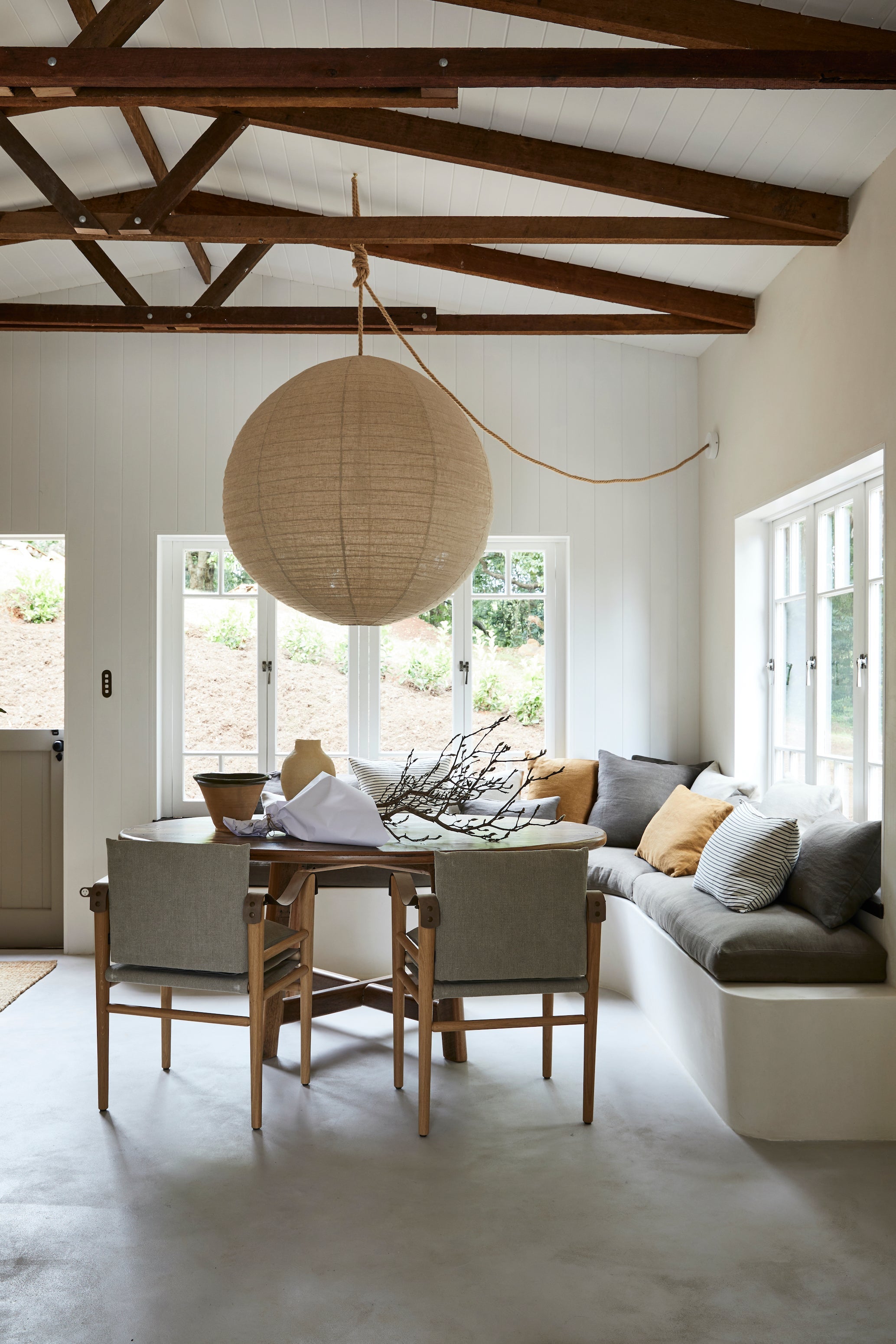 CLOUD LINEN ROUND PENDANT IN TAUPE | Imprint House