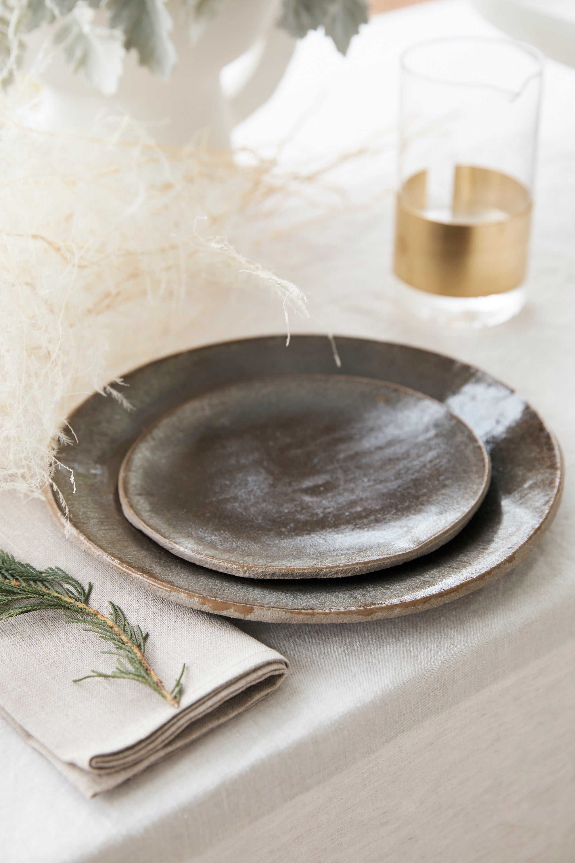 STONEWARE PLATE IN MUSHROOM | LARGE | Imprint House