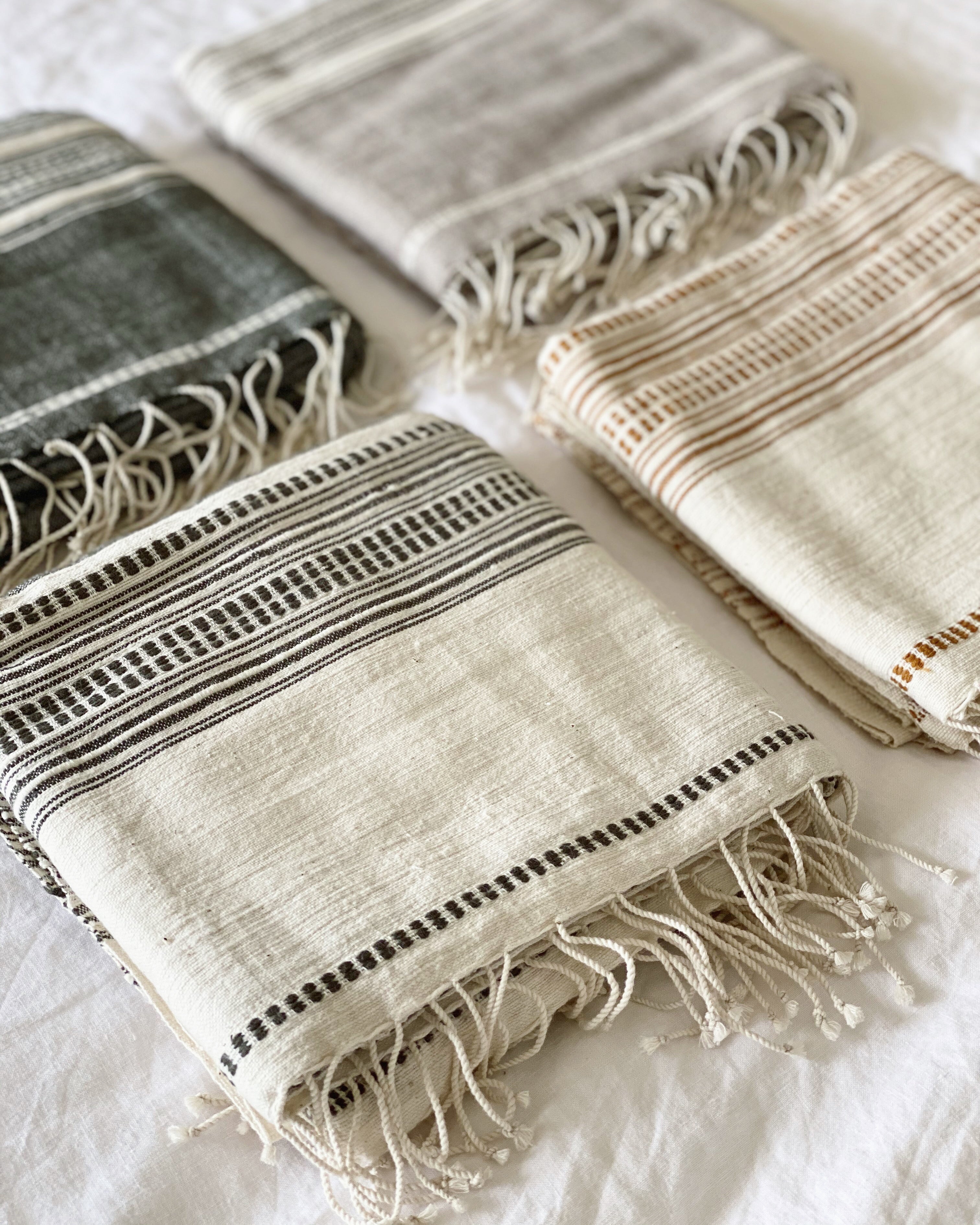 COTTON HANDLOOMED THROW | CHARCOAL & NATURAL | Imprint House