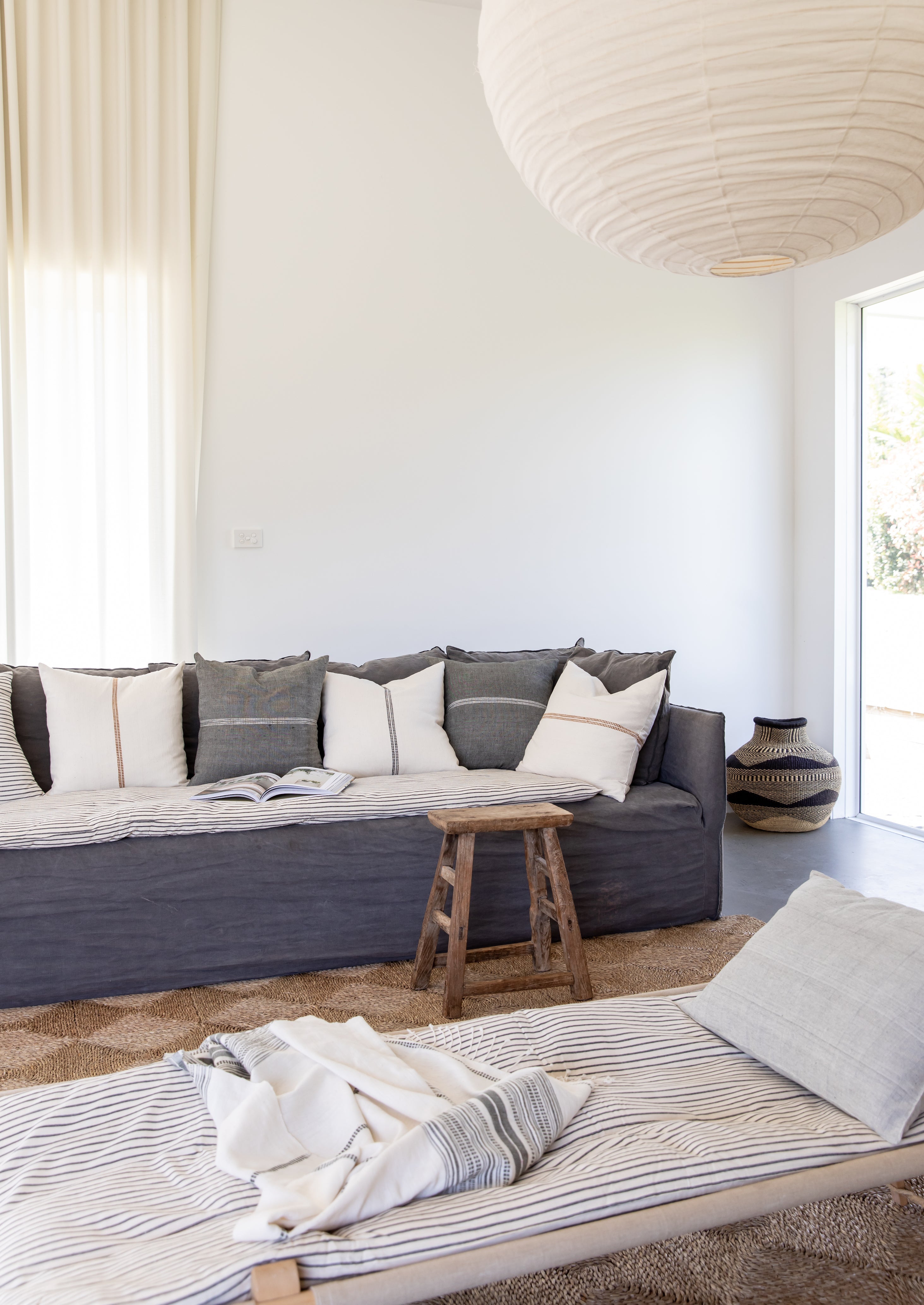 COTTON HANDWOVEN SOFA TOPPER IN STRIPE | Imprint House