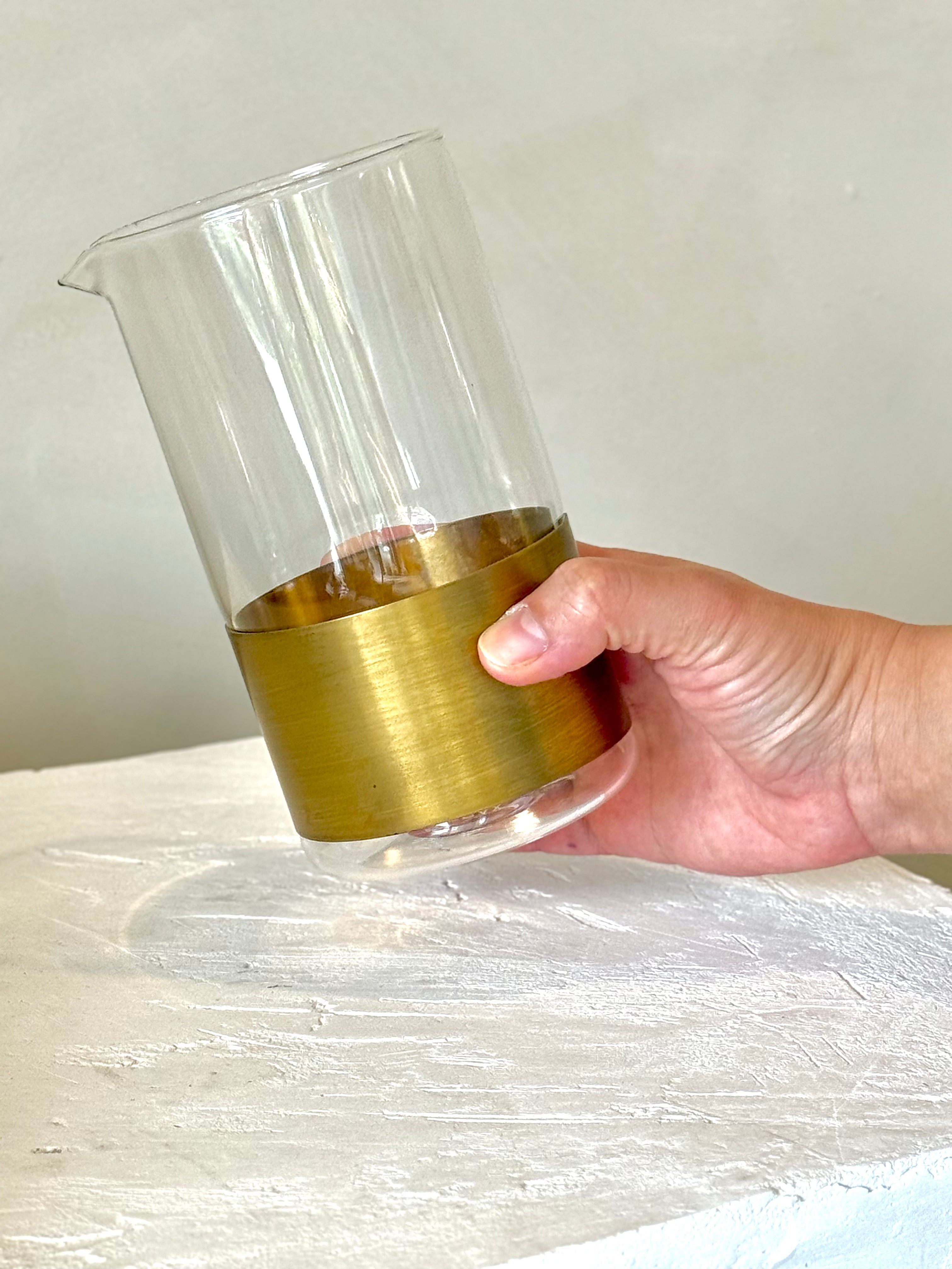 GLASS CARAFE WITH COPPER BAND 