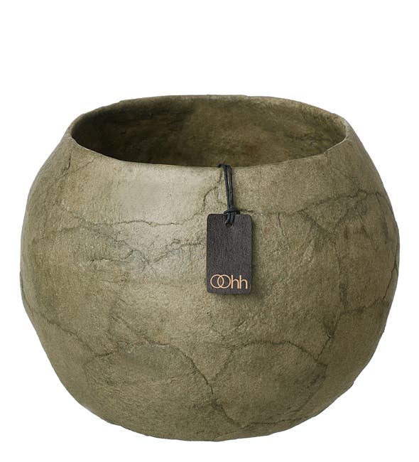 Papier Mache Contour Pot - Burnt Olive