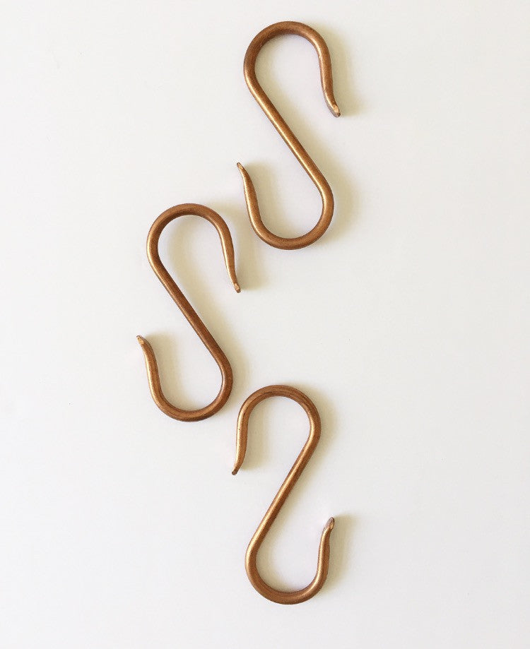 hand-beaten copper s-hook - 3