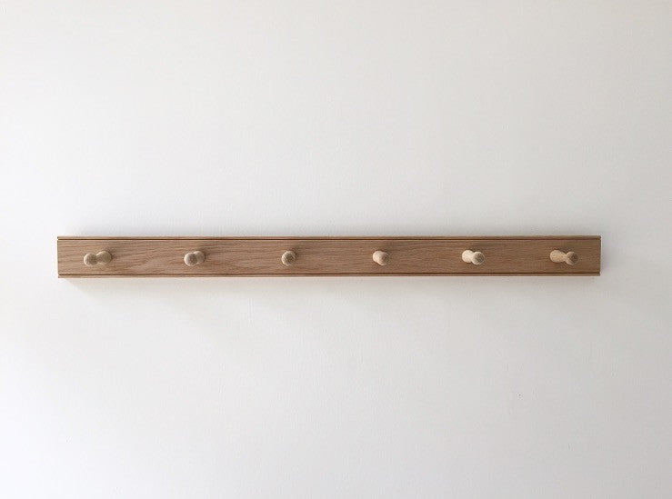 TIMBER COAT HOOK RAIL IN OAK - 6 PEGS | Imprint House