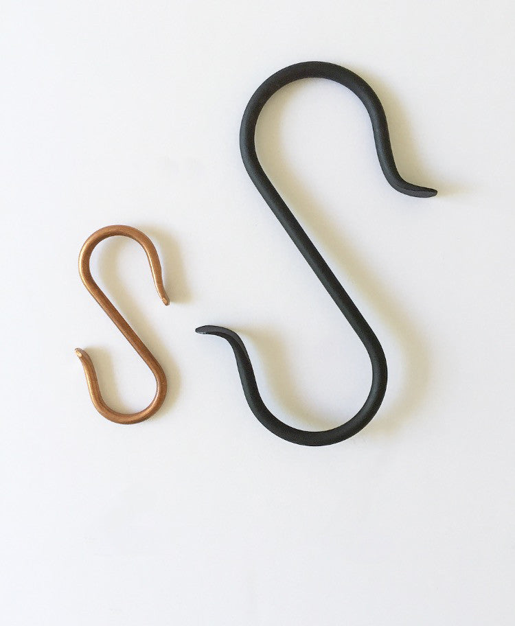 hand-beaten copper s-hook - 2